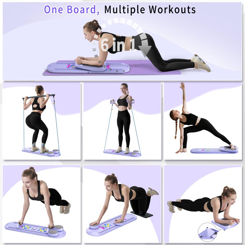 ORWIPO Pilates Board, Foldable Pilates Reformer Set for Home Workout with Timer, 6-in-1 Multifunctional Portable Reformer Pilates Machine at Home Pilates Equipment for Fitness, Exercise, Abs, Core Training - Image 3