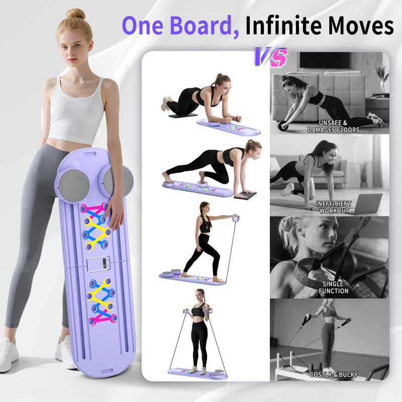 ORWIPO Pilates Board, Foldable Pilates Reformer Set for Home Workout with Timer, 6-in-1 Multifunctional Portable Reformer Pilates Machine at Home Pilates Equipment for Fitness, Exercise, Abs, Core Training - Image 5
