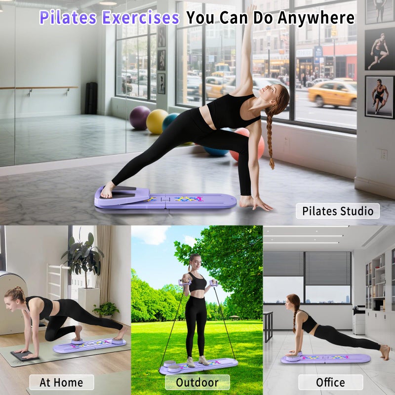 ORWIPO Pilates Board, Foldable Pilates Reformer Set for Home Workout with Timer, 6-in-1 Multifunctional Portable Reformer Pilates Machine at Home Pilates Equipment for Fitness, Exercise, Abs, Core Training - Image 4