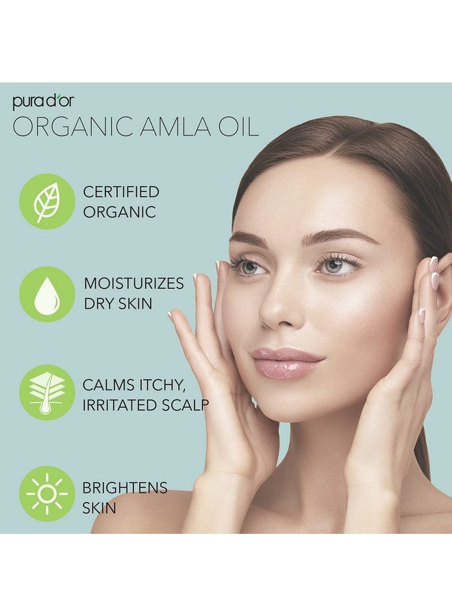 PURA D'OR 4 Oz ORGANIC Amla Oil, 100% Pure USDA Certified Premium Grade Oil, Cold Pressed, Unrefined, Extra Virgin, Indian Hair Care Oil, Hair Serum & Thickening Hair Product w/Pump for Women & Men - Image 3