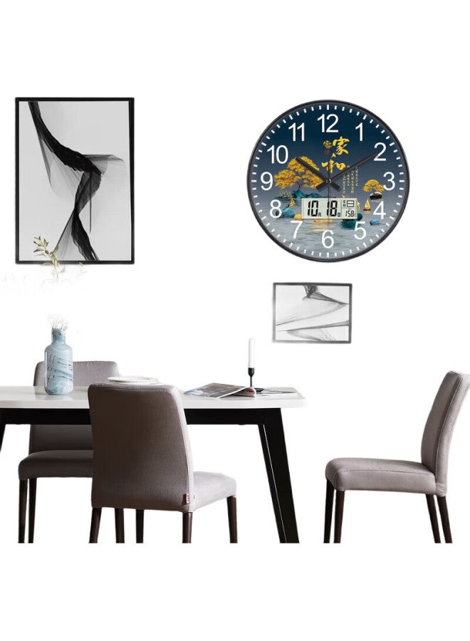 Peng Chuang Pengchuang Swiss Movement Calendar Clock New Chinese Modern Wall Clock Living Room Household Atmospheric Chinese Style Non-perforated Light Luxury Clock - Image 3