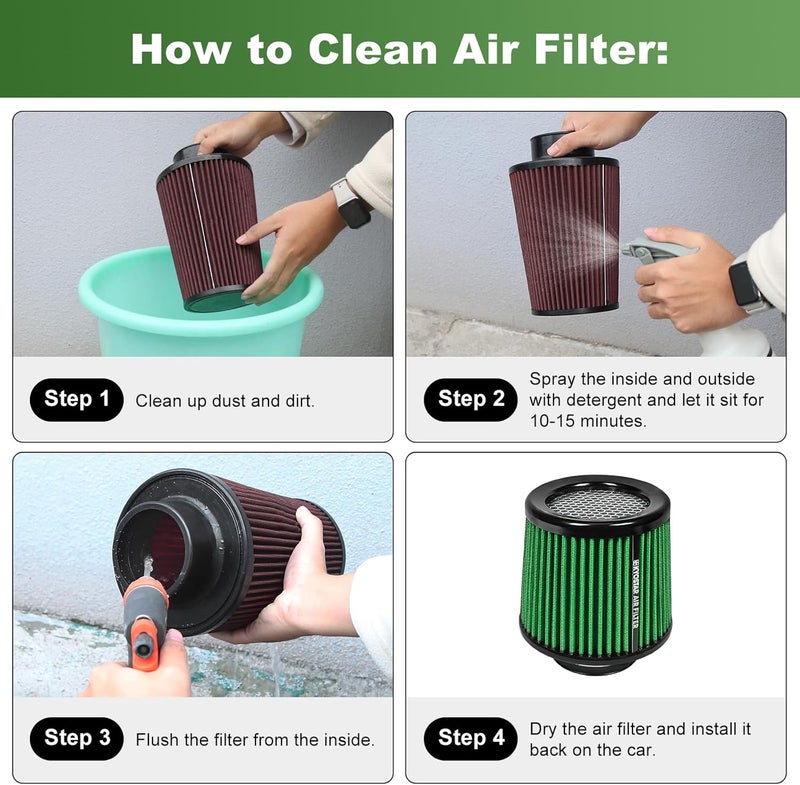 Kyostar Universal Green 3 Inch 76mm Air Intake Cone Filter Replacement - Image 5