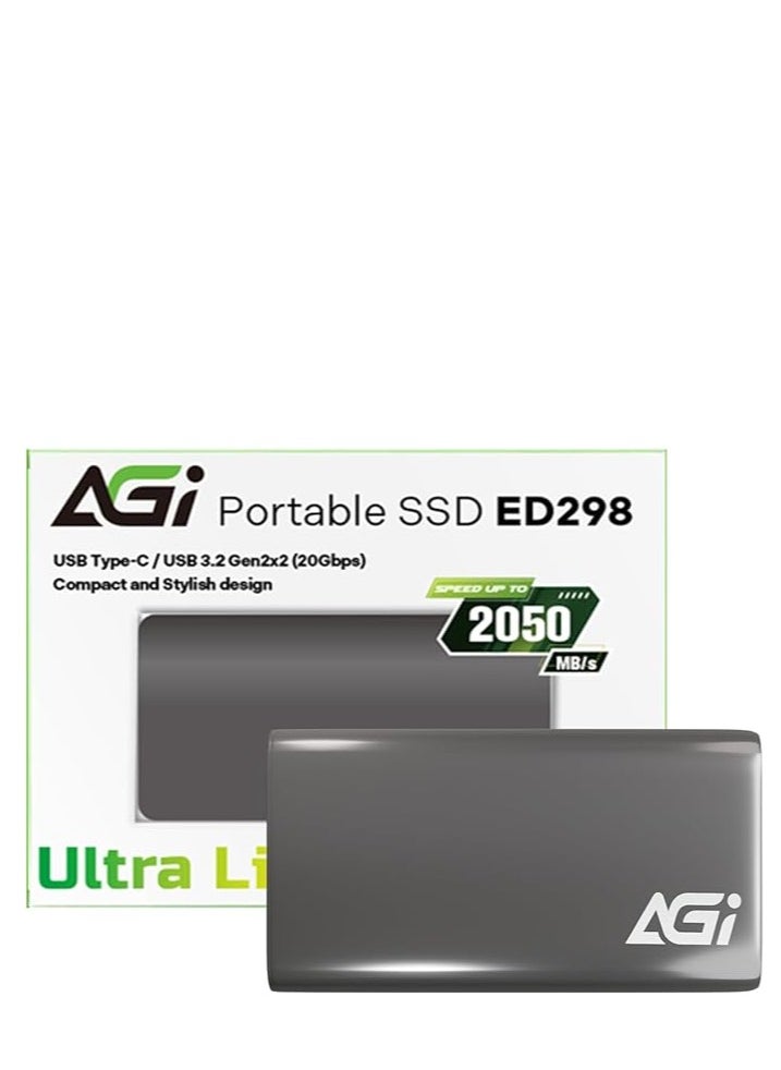 SSD External 1TB USB3.2 Gen2x2 Max Read Speed 2050MB/s Type-C Cable for PS5/PS4/Win/Mac (Certified Working) Aluminum Case ED298 Portable SSD