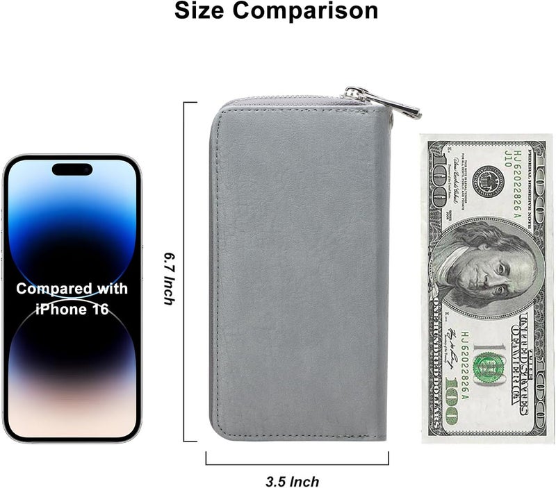 HAWEE Cellphone Wallet for Women Dual Zipper Long Purse with Removable Wristlet - Image 5