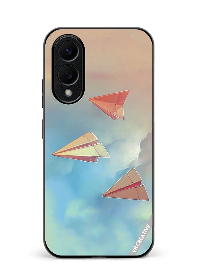 VR CREATIVE Protective Case Cover For Samsung Galaxy S25 Edge Paper Plane Design Multicolour