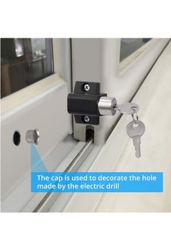 Y&D Sliding Patio Lock  Door Lock Reinforcer Privacy Latch Latches Set Security Window and Bolt Universal Locks 2Pcs Black  - Image 4