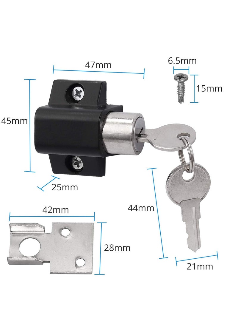 Y&D - Sliding Patio Lock  Door Lock Reinforcer Privacy Latch Latches Set Security Window and Bolt Universal Locks 2Pcs Black - Image 1