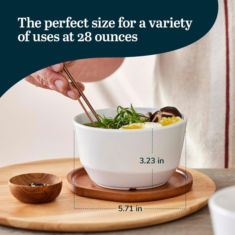 LIBBEY أطباق شوربة وسلطة من ليبي أوستن من البورسلين الوردي الهيمالايا، طراز حديث، مجموعة من 4 أطباق شوربة كبيرة قابلة للتكديس للاستخدام اليومي والمناسبات - Image 3