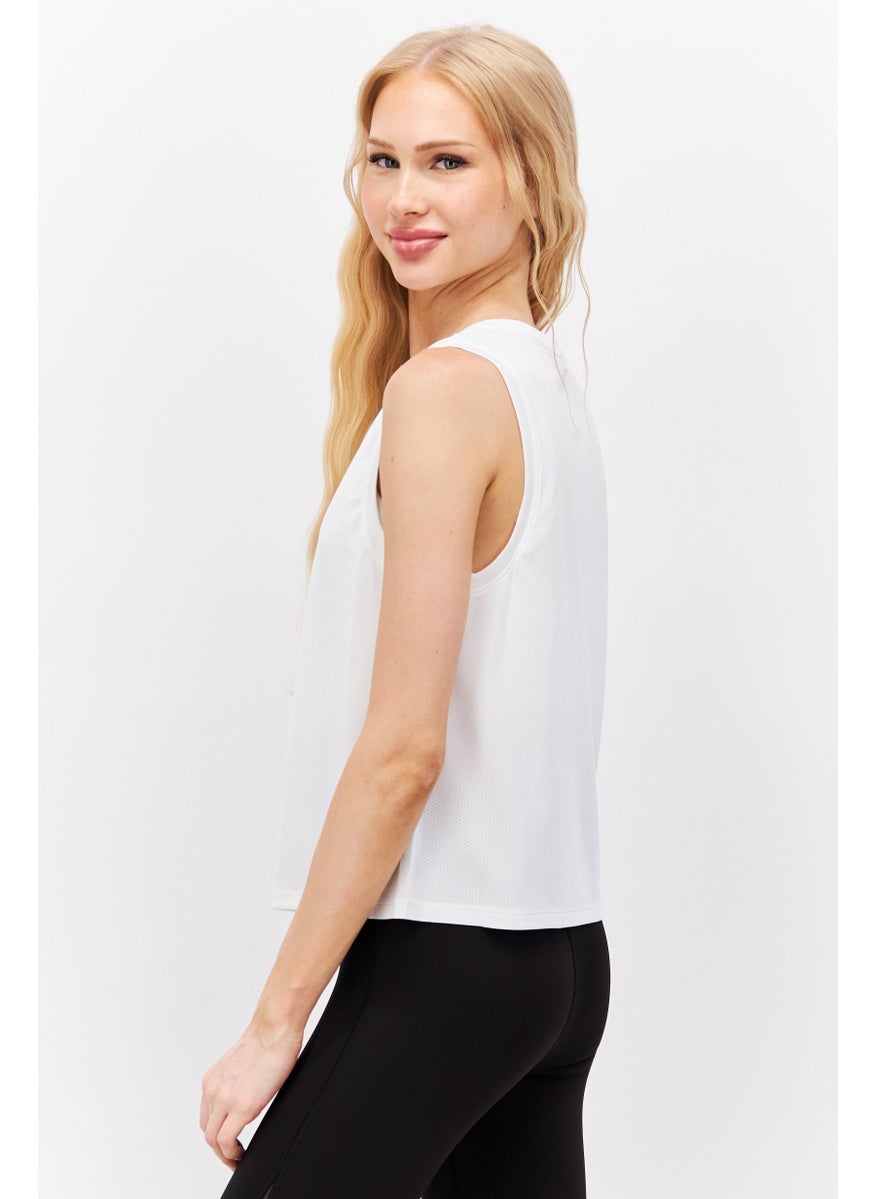 SKECHERS - Women Regular Fit Brand Logo Sleeveless Training Vest, White - Image 1