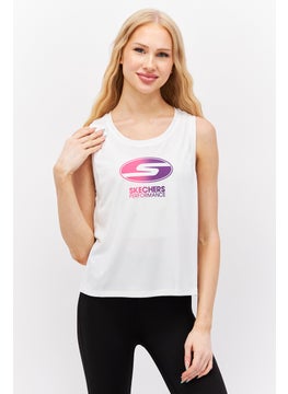 Women Regular Fit Brand Logo Sleeveless Training Vest, White
