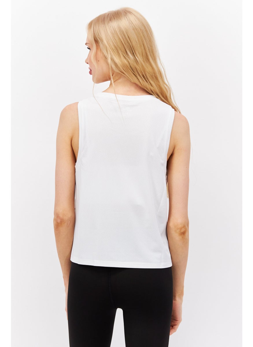 SKECHERS - Women Regular Fit Brand Logo Sleeveless Training Vest, White - Image 1