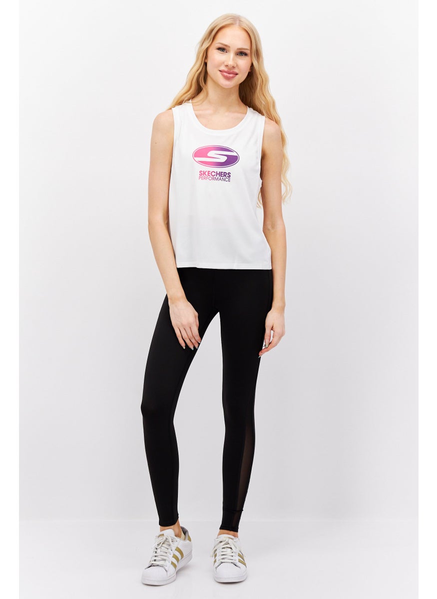 SKECHERS - Women Regular Fit Brand Logo Sleeveless Training Vest, White - Image 1