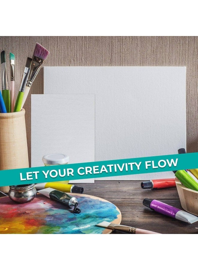 Paint Canvas Panels Set- 24 Multi- Pack, Pre-Primed Canvas Board For Painting, 5X7, 8X10, 9X12, 11X14. White Cotton Canvases For Painting Acrylic, Oil, Gouache, Tempera Paints