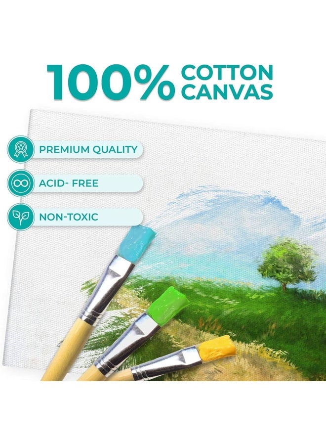 Paint Canvas Panels Set- 24 Multi- Pack, Pre-Primed Canvas Board For Painting, 5X7, 8X10, 9X12, 11X14. White Cotton Canvases For Painting Acrylic, Oil, Gouache, Tempera Paints