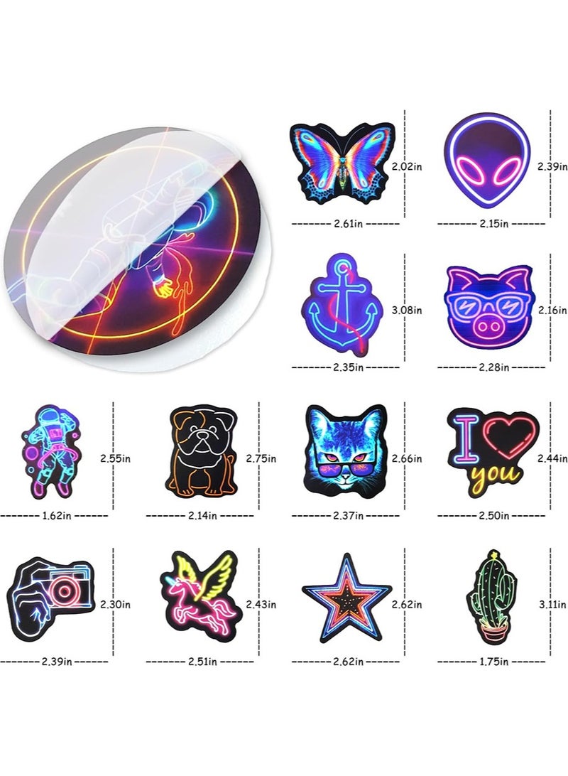 YALONG 50 Pcs Water Bottle Stickers Cool Neon Stickers, Sticker Pack for Kids Adults Teens, Waterproof Vinyl Stickers, Stickers for Laptop Skateboard Journal Notesbook Computer Phone Cup Guitar Luggage etc - Image 2
