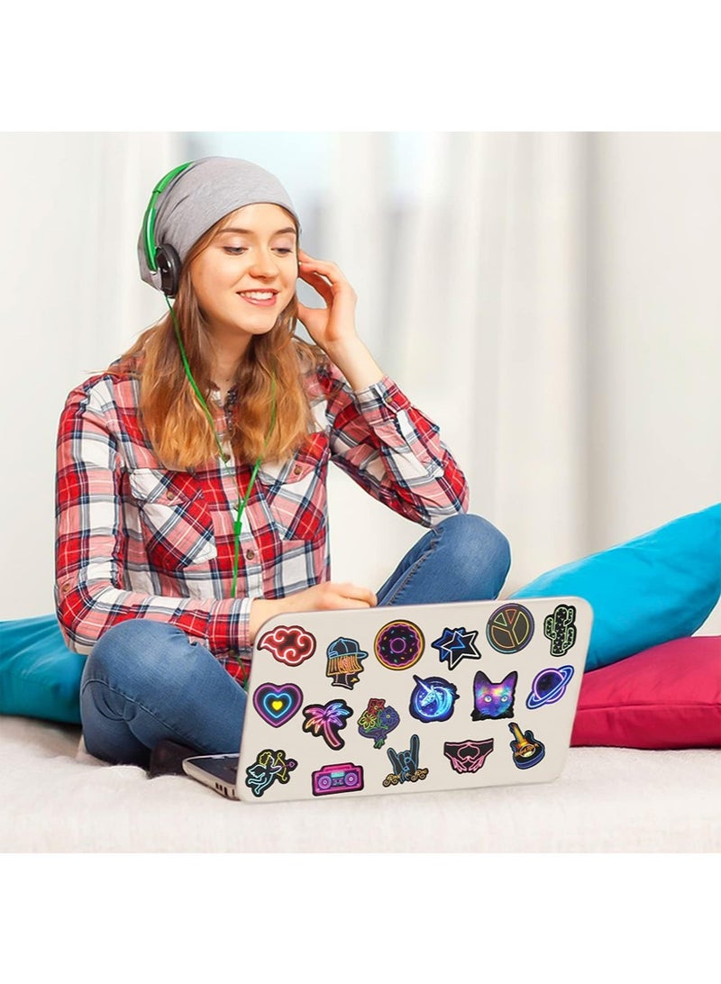 YALONG 50 Pcs Water Bottle Stickers Cool Neon Stickers, Sticker Pack for Kids Adults Teens, Waterproof Vinyl Stickers, Stickers for Laptop Skateboard Journal Notesbook Computer Phone Cup Guitar Luggage etc - Image 3