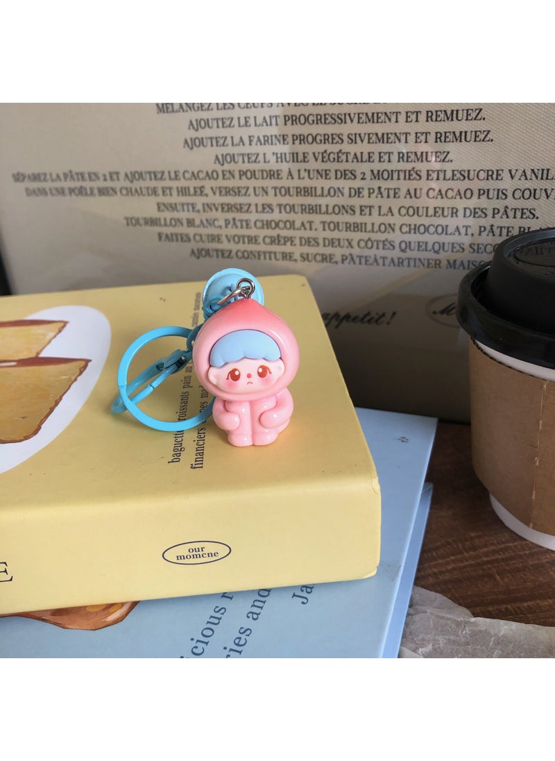 Generic 3D Fruit Bell Keychain Cute Students Accessory GiftThird generation three-dimensional fruit zaizai keychain [leg hugging peach] Third generation three-dimensional fruit zaizai keychain [leg hugging peach] 