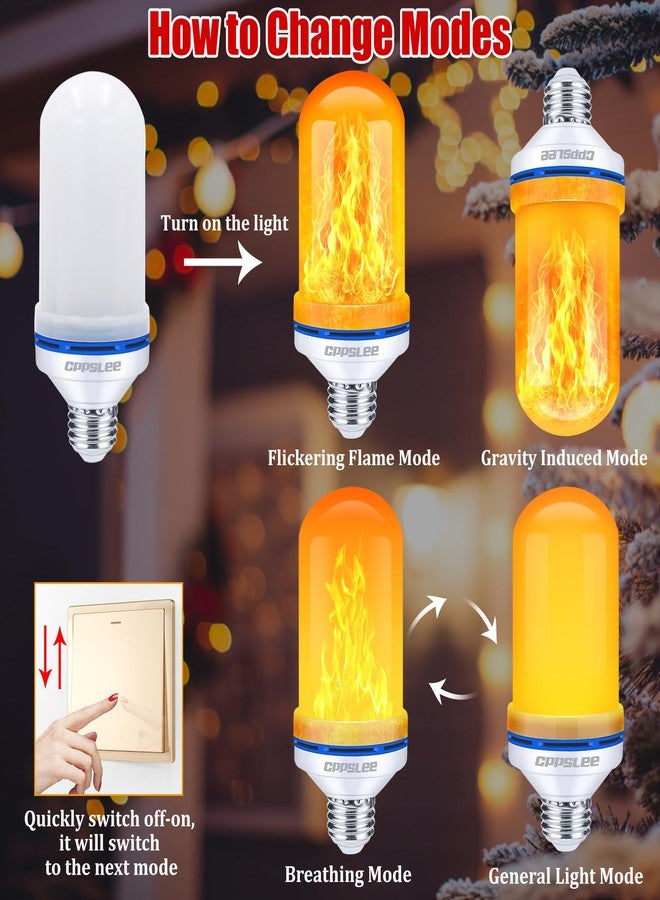 CPPSLEE - LED Flame Light Bulbs, 4 Modes Flickering Light, E26 Fire Flame Bulb for Holiday Yard Outdoor Decor Home Decor Halloween Christmas 4 Pack - Image 5