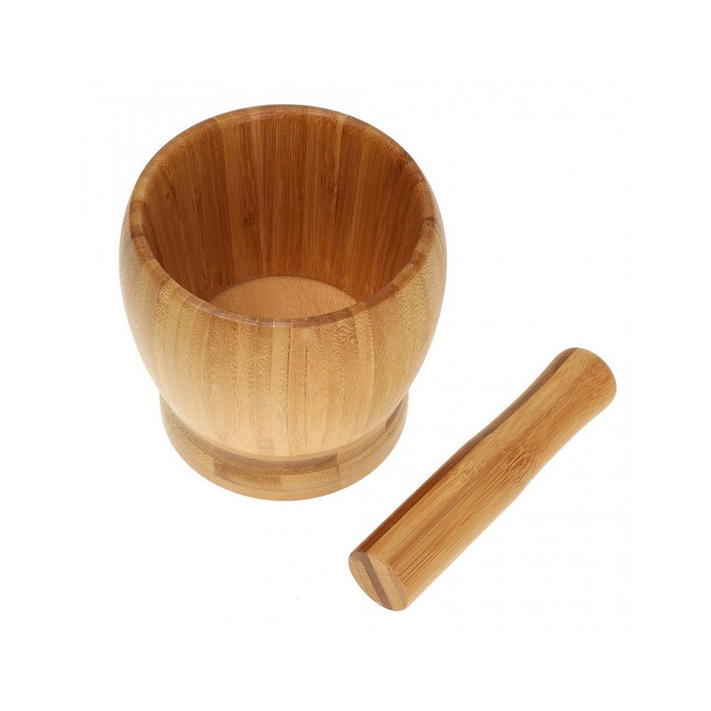 Baker's Secret Bamboo Mortar and Pestle Set – Durable Kitchen Tool for Grinding, Crushing, and Herb Preparation - Image 4