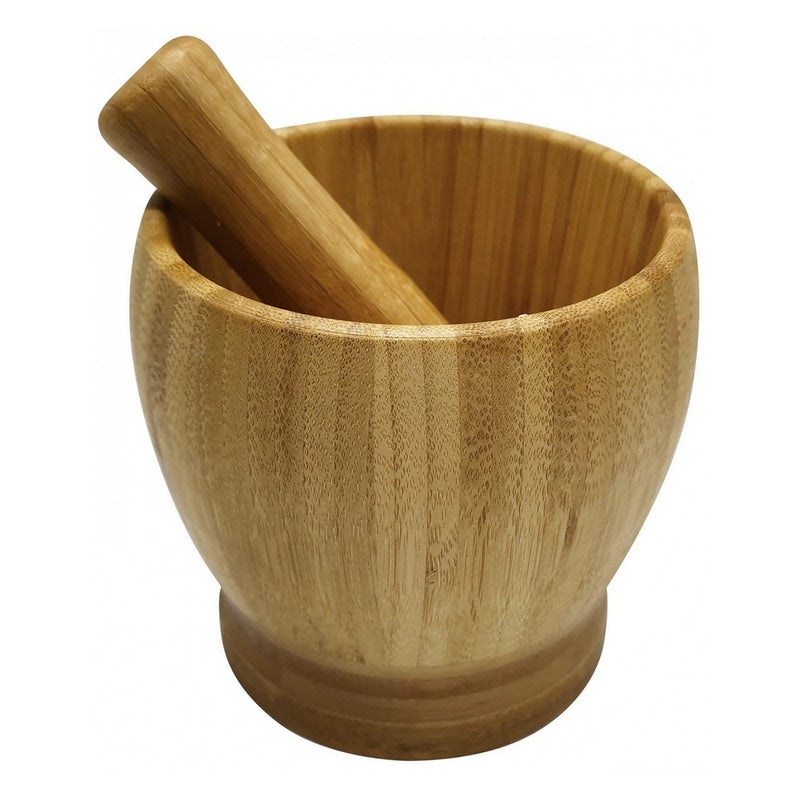 Baker's Secret Bamboo Mortar and Pestle Set – Durable Kitchen Tool for Grinding, Crushing, and Herb Preparation - Image 3