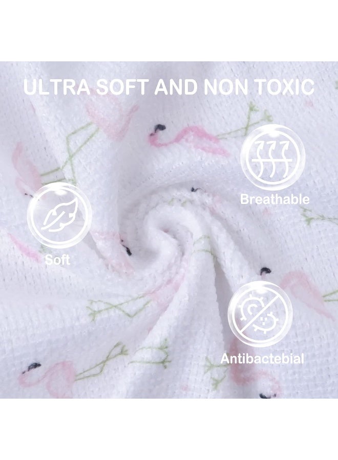 softan Baby Washcloths, 24Pack Baby Wash Cloths Extra Soft & Ultra Absorbent, Baby Towels and Washcloths Face Towel Unisex for Boys Girls Body, Washclothes Gentle on Sensitive Skin, 9x9 Flamingos - Image 2