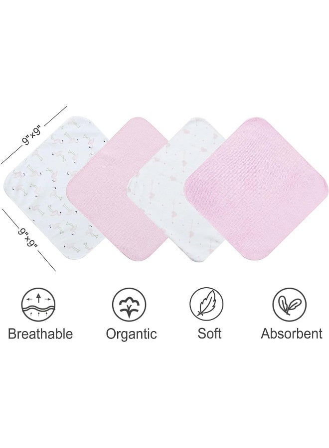 softan Baby Washcloths, 24Pack Baby Wash Cloths Extra Soft & Ultra Absorbent, Baby Towels and Washcloths Face Towel Unisex for Boys Girls Body, Washclothes Gentle on Sensitive Skin, 9x9 Flamingos - Image 5