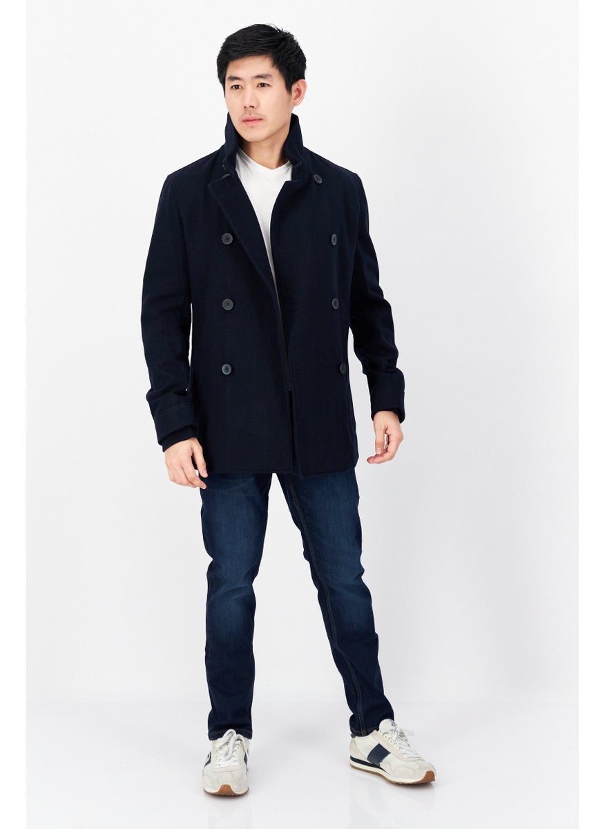 French Connection Men Plain Trench Coat Jacket, Navy  - Image 3