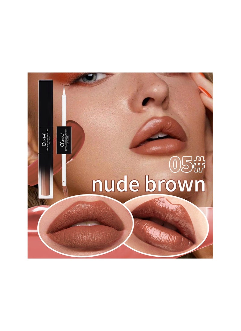 Me Now Dual Ended Longwearing Matte Liquid Lipgloss 05 Nude  Brown  - Image 2