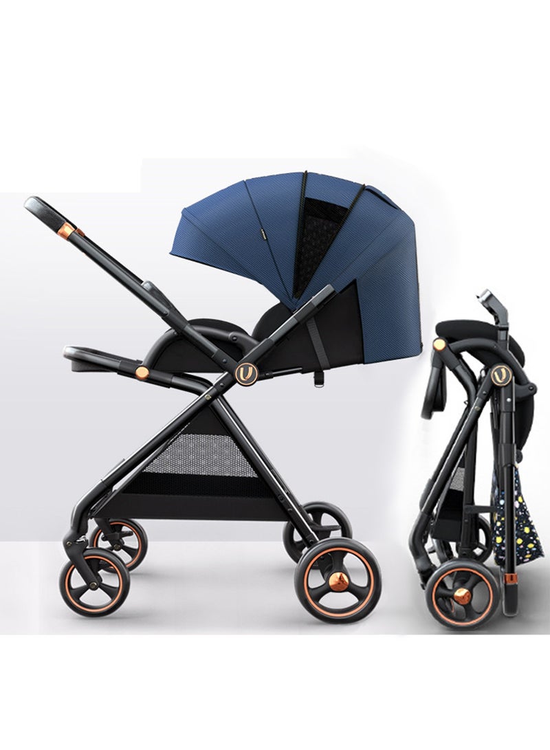 ليموس عربة أطفال مع صينية محمولة وخفيفة الوزن وقابلة للطي، عربة أطفال ثنائية الاتجاه بمقبض قابل للتعديل ومقعد قابل للعكس وسلة تخزين - Image 1