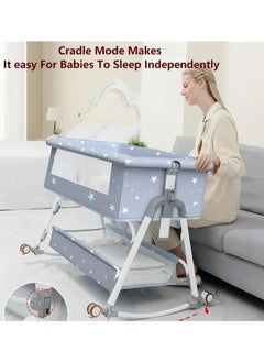Beauenty Baby Bedside Crib, Adjustable Height Baby Bassinet bed, Moving Baby Cot Bedside Co-Sleeper  - Image 3