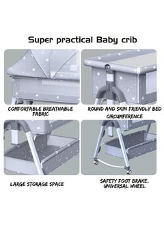 Beauenty Baby Bedside Crib, Adjustable Height Baby Bassinet bed, Moving Baby Cot Bedside Co-Sleeper  - Image 5