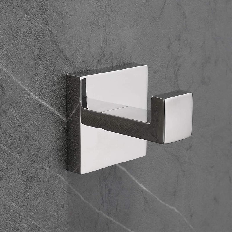 Nolimas Bath Towel Hook SUS 304 Stainless Steel Square Clothes Towel Coat Robe Hook Cabinet Closet Door Sponges Hanger for Bath Kitchen Garage Heavy Duty Wall Mounted, Chrome Polished Finish,2Pack - Image 2