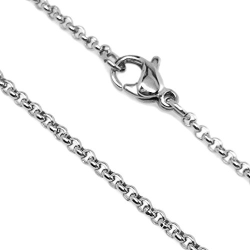 Loralyn Designs 2mm Stainless Steel Rolo Chain Necklace Lobster Clasp Closure (24 Inch) - Image 1
