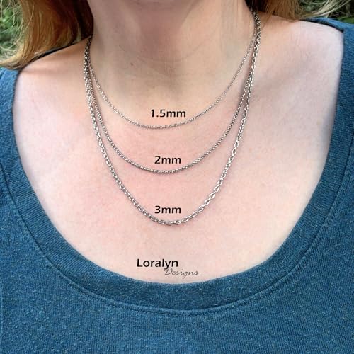 Loralyn Designs 2mm Stainless Steel Rolo Chain Necklace Lobster Clasp Closure (24 Inch) - Image 2