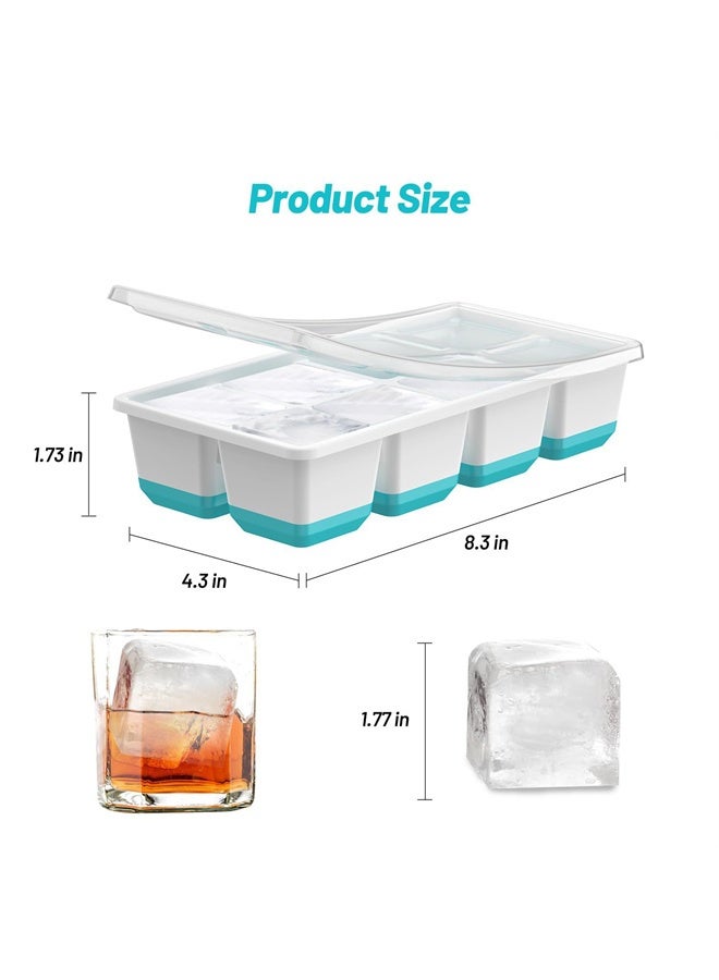 هومستر علب مكعب الجليد 2 حزمة ، قوالب مكعب الجليد السيليكون ذات الحجم الكبير مع غطاء قابل للإزالة ضد التسرب و BPA مجاني للكوكتيل والويسكي والأزرق - Image 5