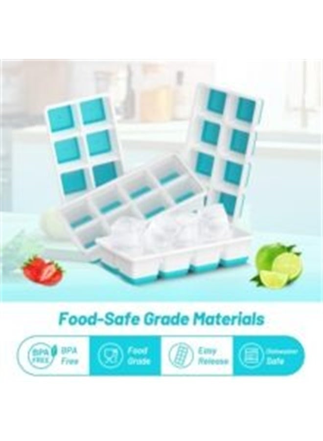 هومستر علب مكعب الجليد 2 حزمة ، قوالب مكعب الجليد السيليكون ذات الحجم الكبير مع غطاء قابل للإزالة ضد التسرب و BPA مجاني للكوكتيل والويسكي والأزرق - Image 2