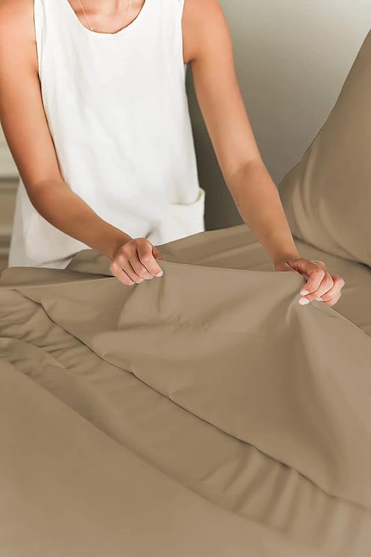 Rajasthan Crafts 110GSM Brushed Micro Fabric Super Soft Elegant Colors Shrinkage & Fade Resistant Single Printed Bedsheet with 1 Pillow Cover (60x90 Inches, Beige Colour), 400 TC - Image 3