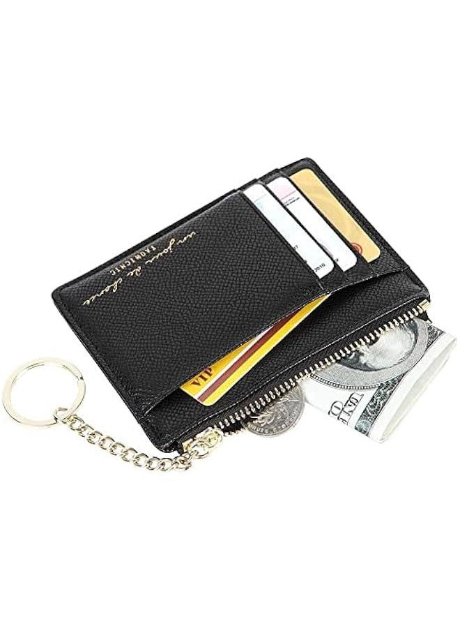 RYNX Small Wallet for Women Luxury PU Leather Card Holder Pocket Wallet Soft and Slim Zipper Coin Purse HandbagBlack  - Image 4