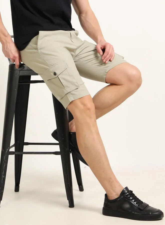 Bushirt Bushirt Men Green Cargo Linen Shorts