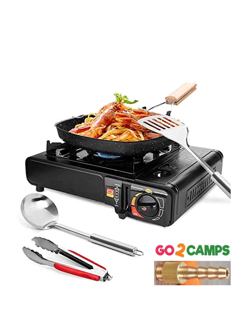 GO2CAMPS Camping Stove with 3-Piece Butane Gas Catridge -Two Way - Black/Orange/Red  - Image 2