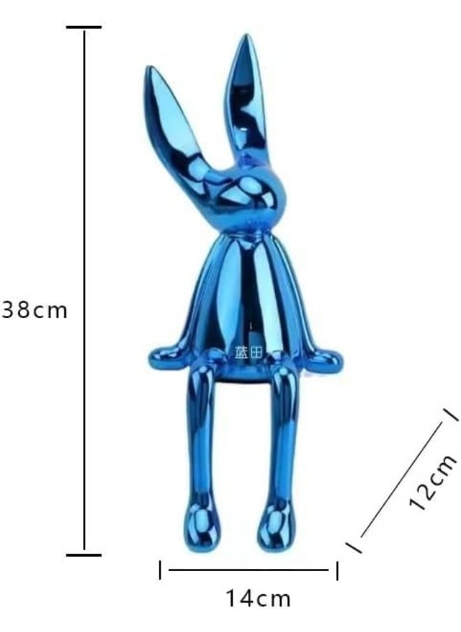 YINZUO YINZUO Set of 3 Modern Bunny Sculptures - Abstract Sitting Rabbit Figurines for Home and Office Décor (Blue)  - Image 3