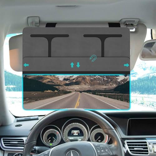 NAZZO Polarized Sun Visor Extender for Car, Car Visor Extender Attachment Sun Blocker, Anti-Glare Removable PC Lens to Expand Sunshade for Safe Driving, Grey - Image 1