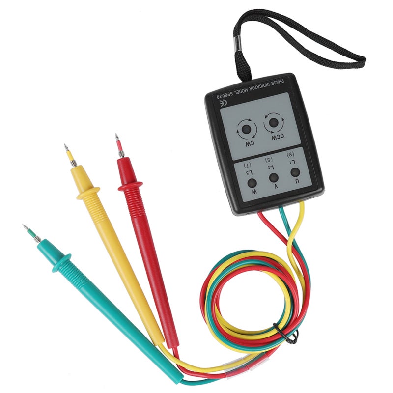 Phase Sequence Indicator 60-600V AC LED Buzzer Phase Open Tester - Portable Design with Clips for Industrial Maintenance - Image 2