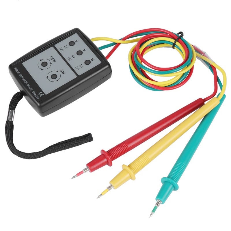 Phase Sequence Indicator 60-600V AC LED Buzzer Phase Open Tester - Portable Design with Clips for Industrial Maintenance - Image 4
