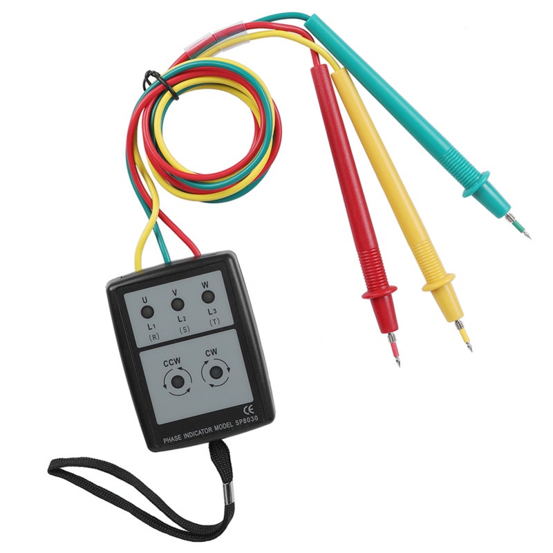 Phase Sequence Indicator 60-600V AC LED Buzzer Phase Open Tester - Portable Design with Clips for Industrial Maintenance - Image 3