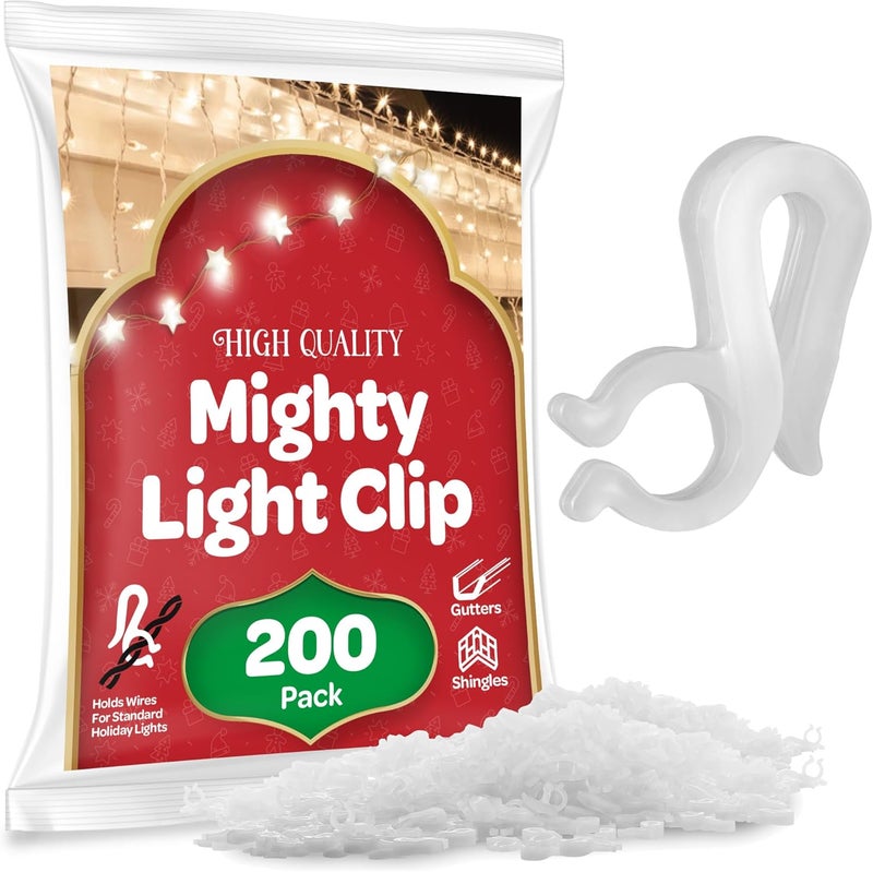 SEWANTA Christmas Light Clips - Set of 200 Mini Clips for Gutters and Shingles - Hanging Outdoor Lights - USA Made - No Tools Required - Image 1