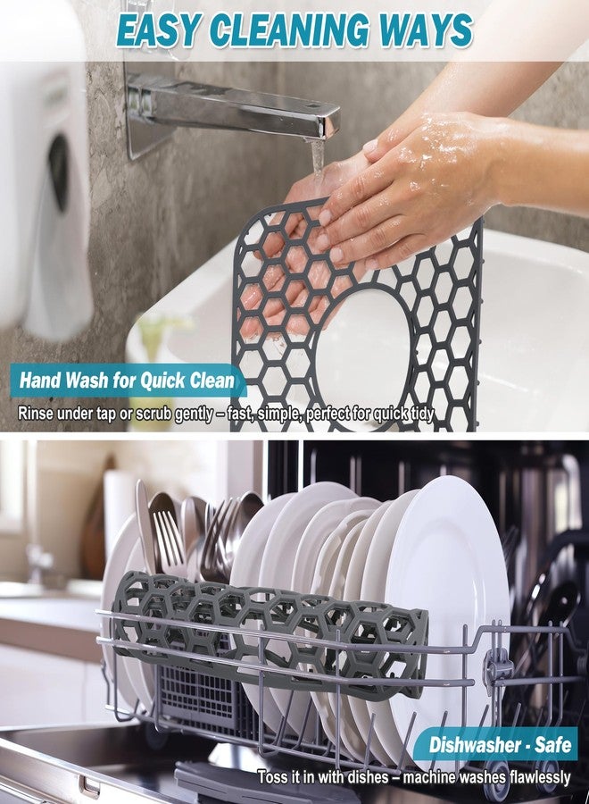 Starry Sink Protectors for Kitchen Sink, 2 PCS Silicone Kitchen Sink Protector Mats 12.6" x 11.4" for Bottom of Sink Stainless Steel Faucet Mat with 30Pcs Disposable Strainers - Image 5