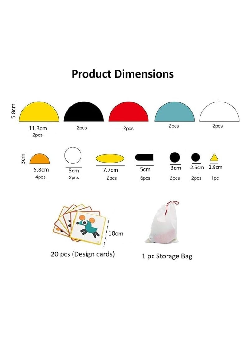 Animal Shapes Puzzle 29 Wooden Blocks Pieces 20 Design Cards Storage Bag Learning Educational Fun Entertainment Pattern Game for Kids  - Image 3