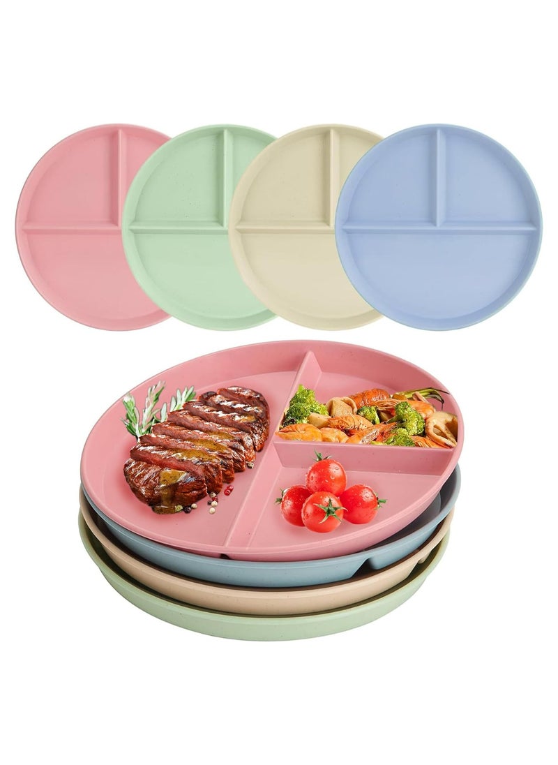 Oasisgalore 4PCS Portion Control Diet Plates, Microwave & Dishwasher Safe (22CM)  - Image 1