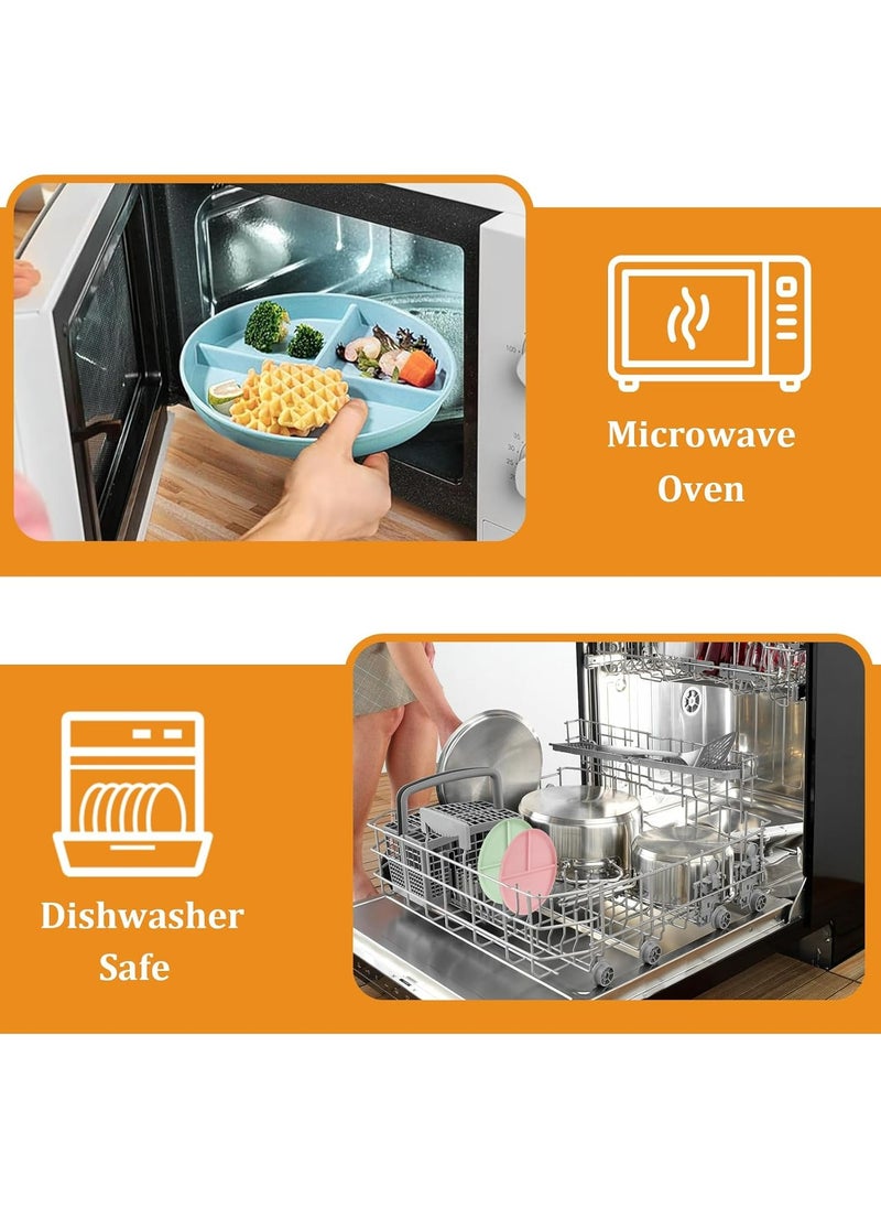 Oasisgalore 4PCS Portion Control Diet Plates, Microwave & Dishwasher Safe (22CM)  - Image 5